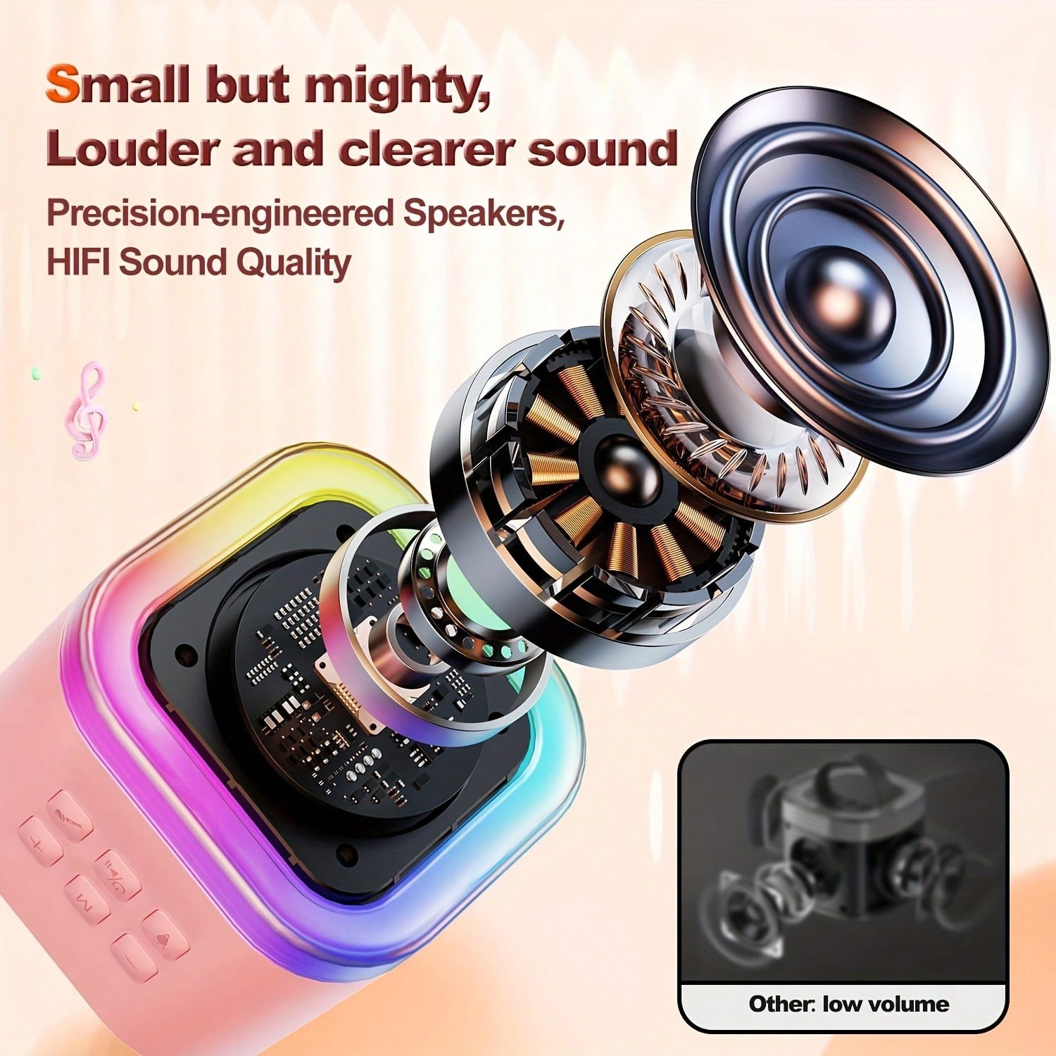 Mini Karaoke Machine With 2 Mics | Bluetooth 5.0 TWS TECH (50ft Range) | Microph
