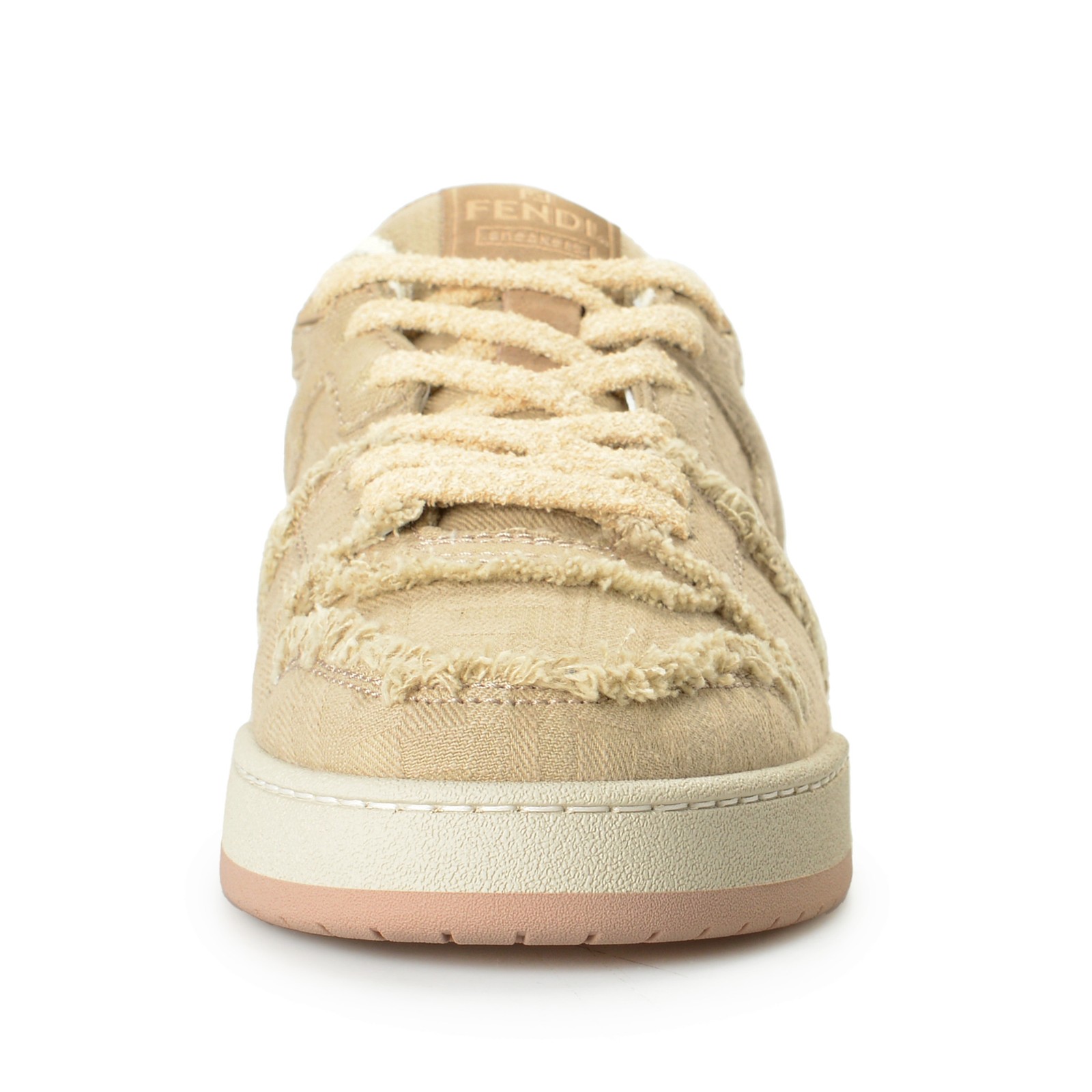 Fendi Men's "7E1495 AN8L F1LQI" Beige Canvas Leather Fashion Sneakers Shoes