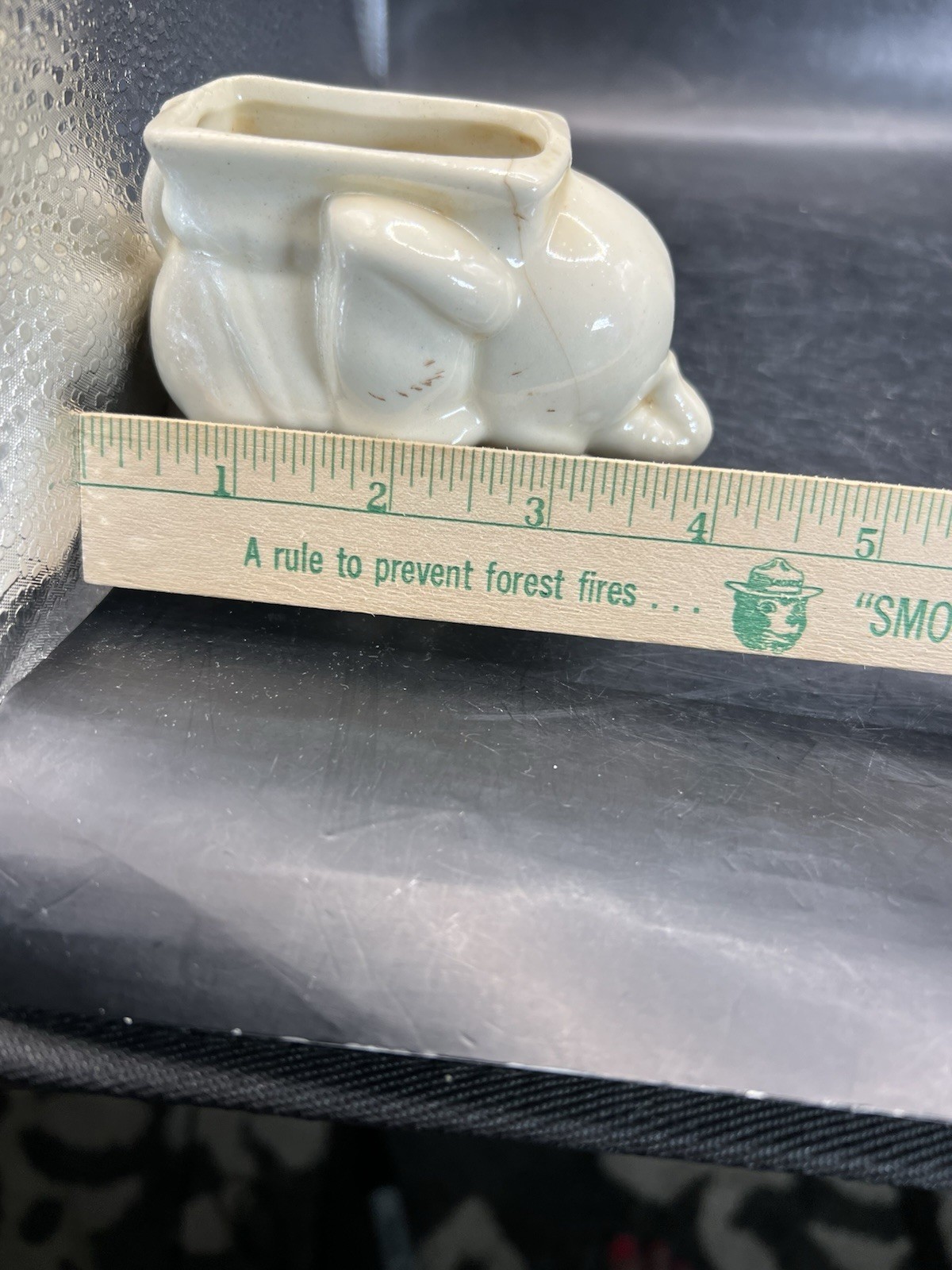 Vintage Small White Elephant Planter 3” Tall READ