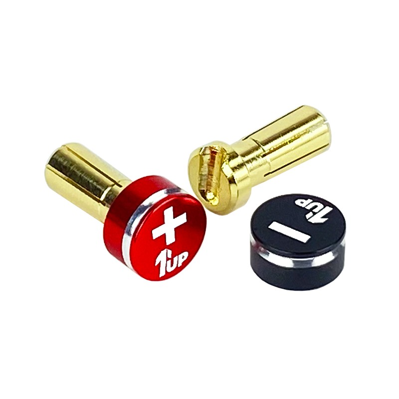 1UP Racing LowPro Bullet Plugs w/ Grips – 5mm Red/Black