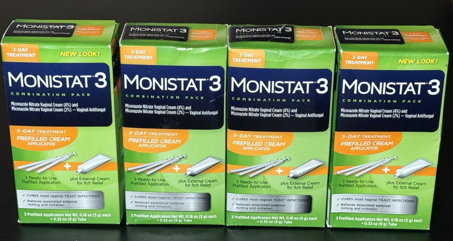 4 Boxes! Monistat 3 Cream Combo Pack- Applicators + Itch Cream- Exp 12/26 *6 Day