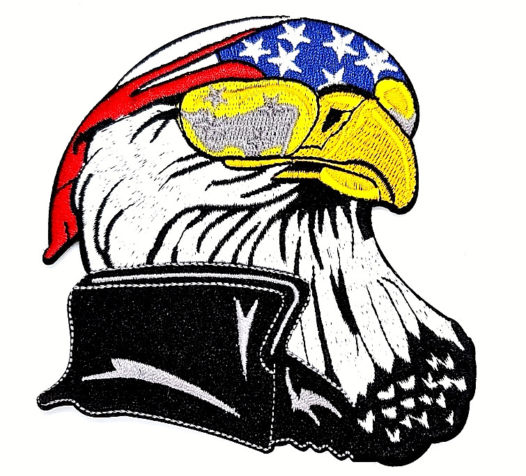 American Eagle With Sunglasses & Bandana Iron On Sew On Patch 3 7/8" X 4"