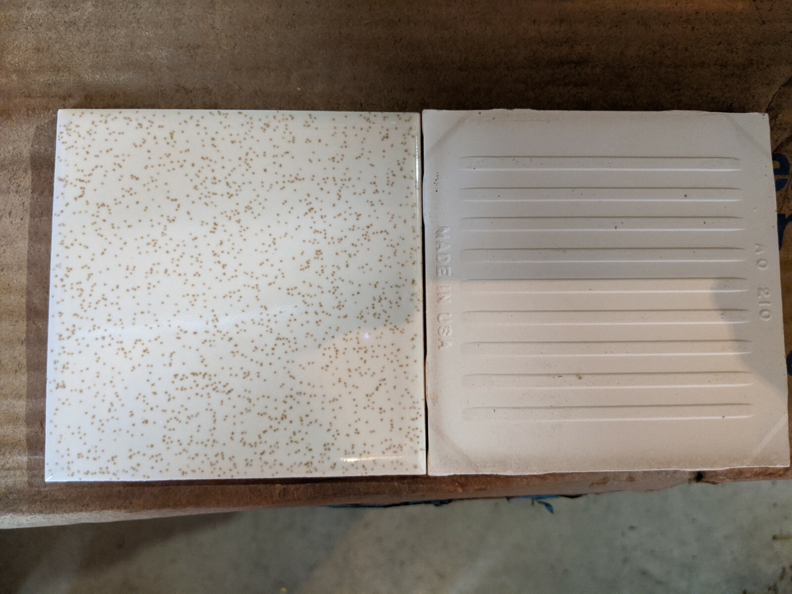 2 pieces 4 1/4" Ceramic Tile 46 Buckwheat Brown Speckled  American Olean Tile