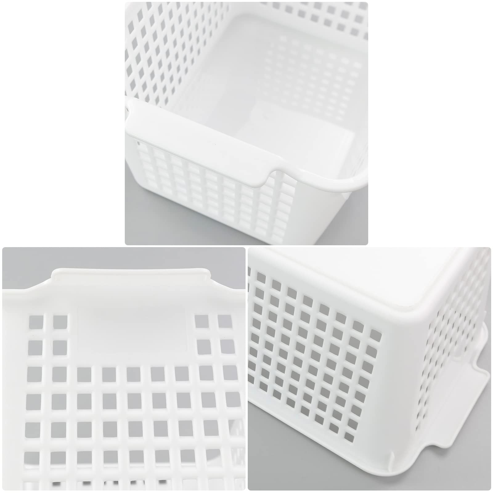 6-Pack White Plastic Storage Basket, Office Storage Baskets