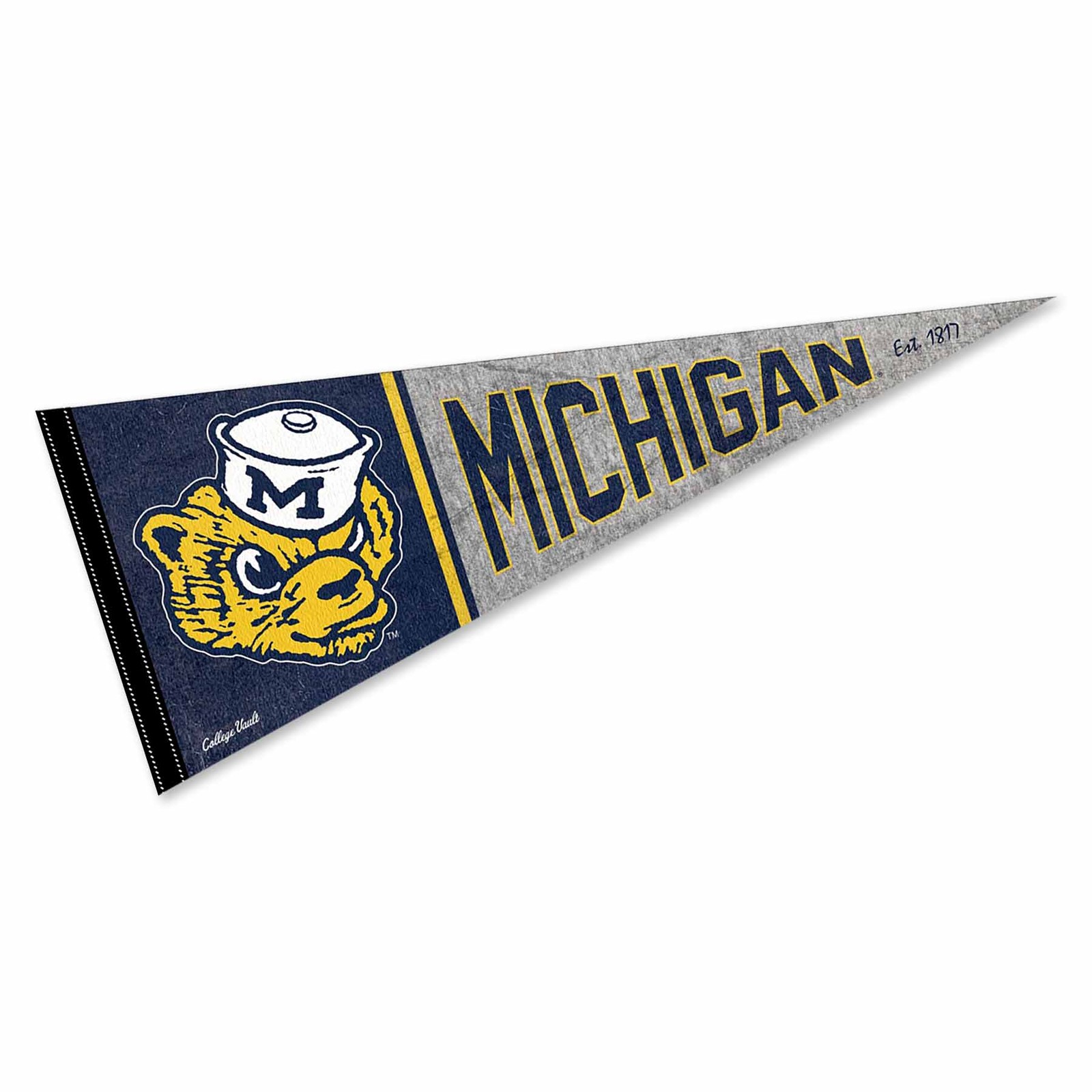 Michigan Team University Wolverines Throwback Vintage Full Size Pennant