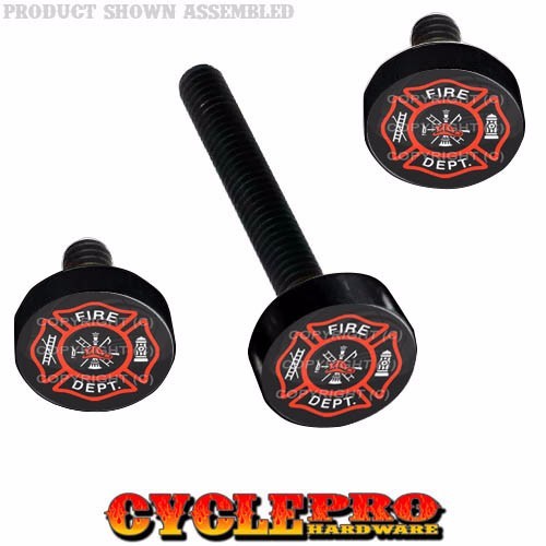 Black Billet Fairing Windshield Hardware 14-Up Harley Touring FIRE FIGHTER DEPT