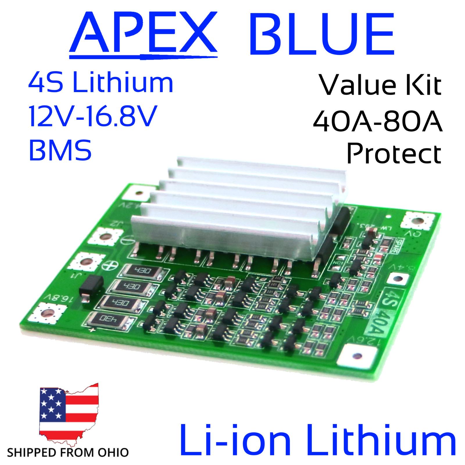 4S 40A BMS 12v - 16v Heatsink Kit Li-ion Lithium Battery Balance
