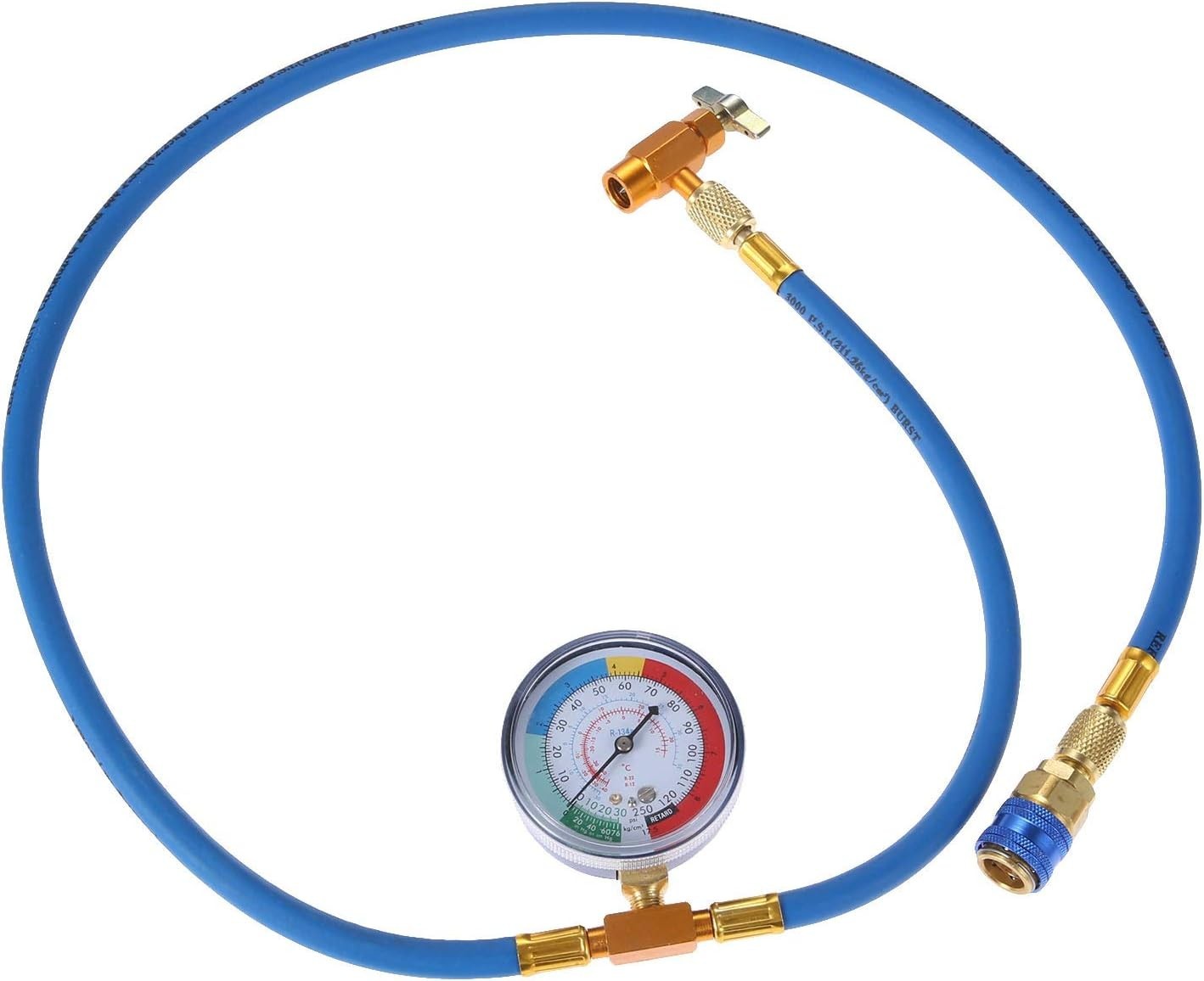 Car AC Refrigerant Charge Hose with Gauge 59 Inch R134A R12 R22 Fittings