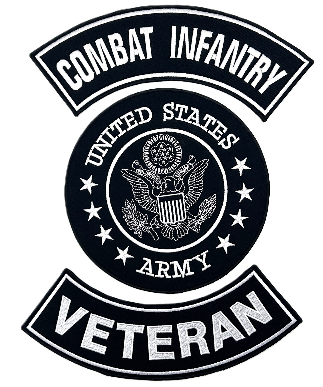 U.S. ARMY SEAL COMBAT INFANTRY VETERAN MILITARY MOTORCYCLE VEST LOT OF 3 PATCHES