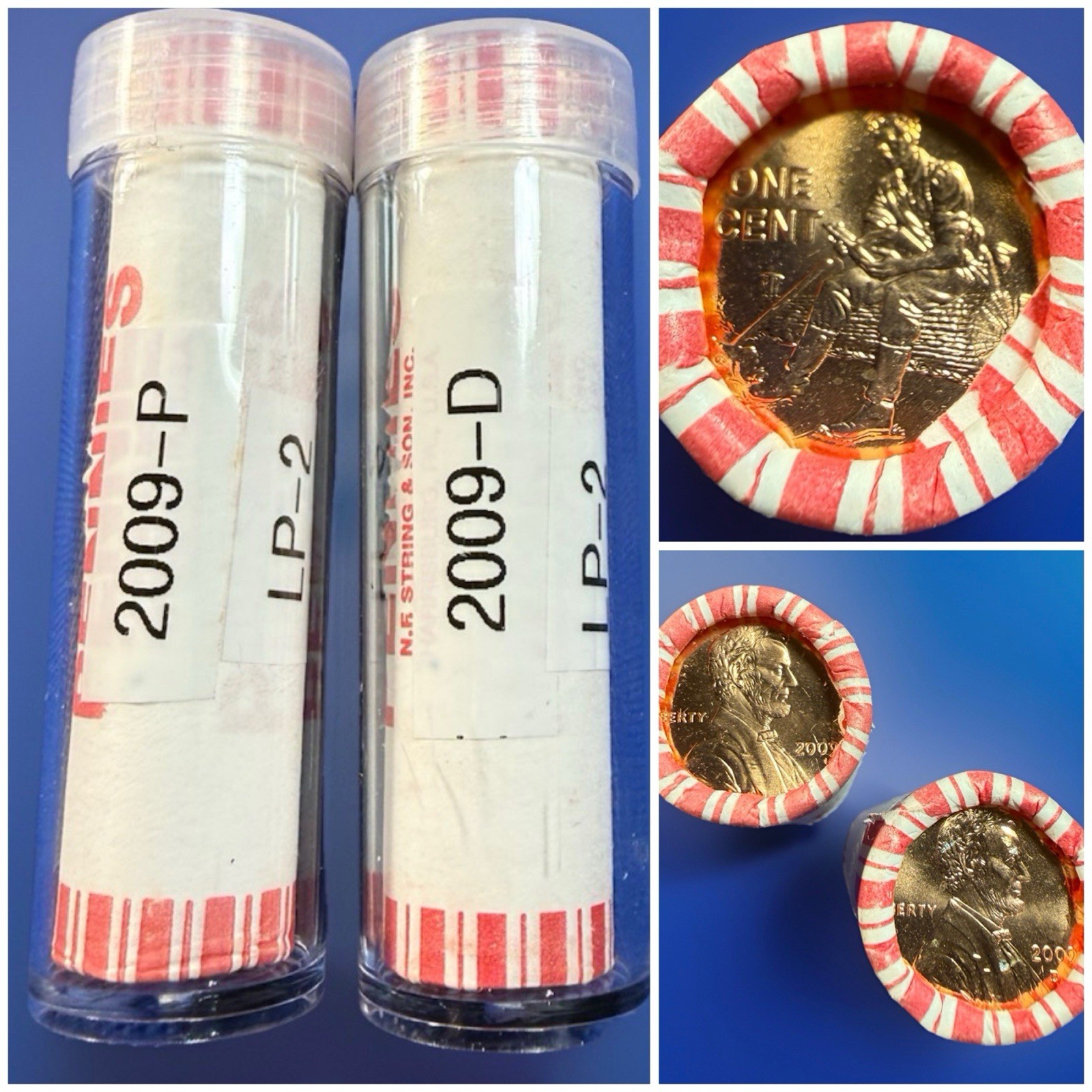2009-P&D Lincoln Cent Rolls. Lot Of Two, Formative Years LP-2. OBW, BU Rolls!