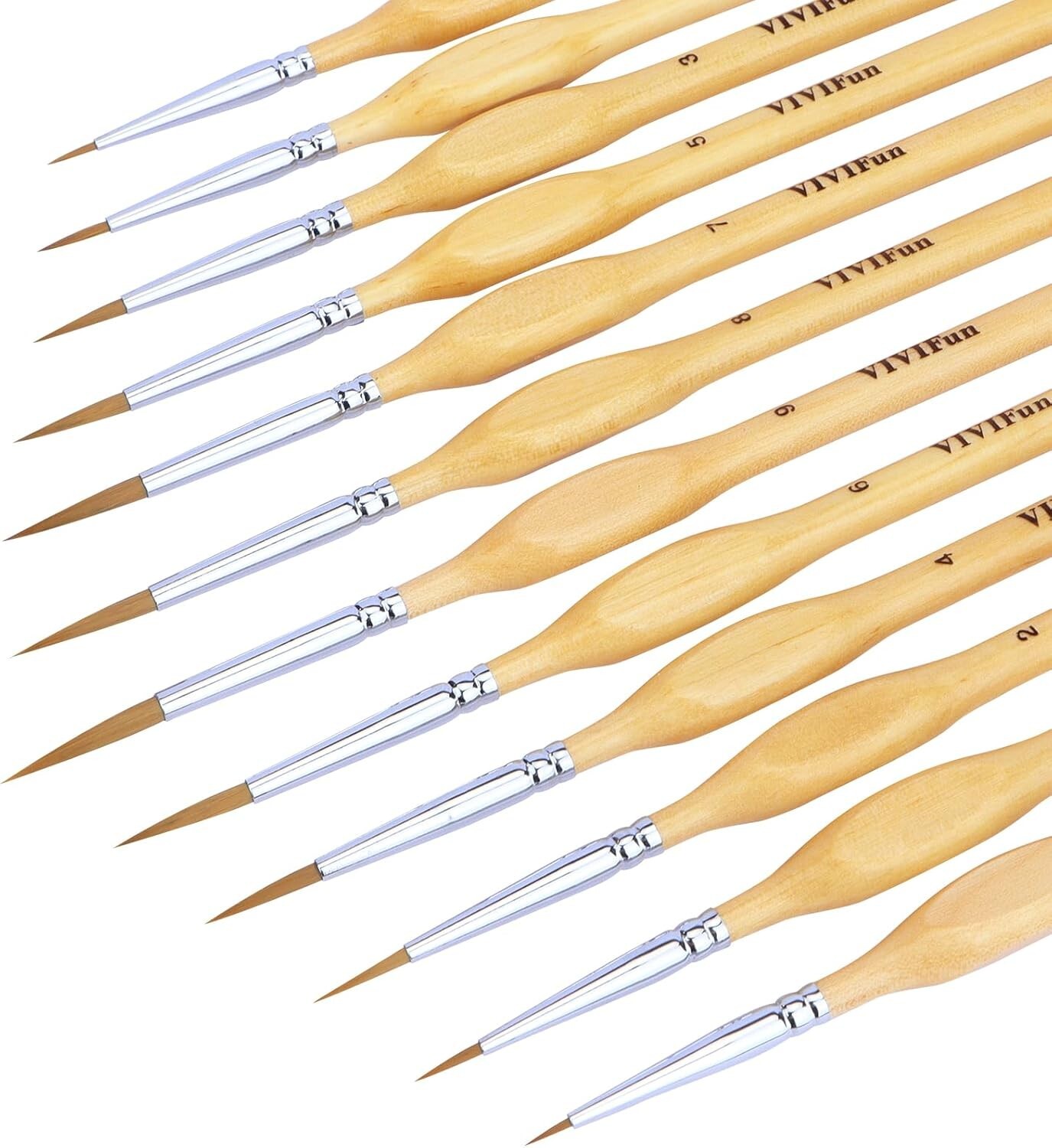 Set De 12 Pinceles Detallados Calidad Para Pintura Miniatura Y Manualidades