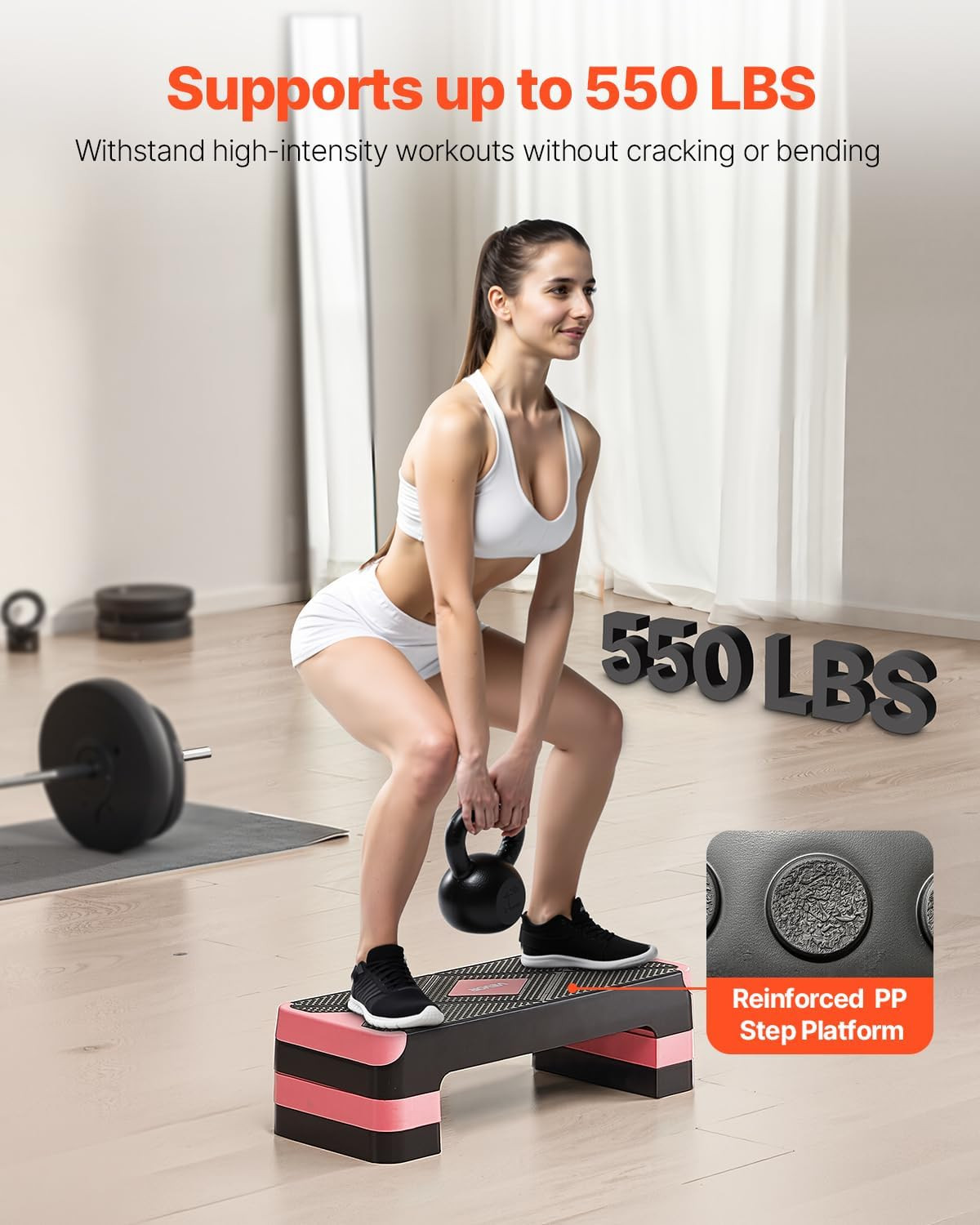 Aerobic Exercise Step Platform 28-Inch Workout Aerobic Stepper Height Adjustable