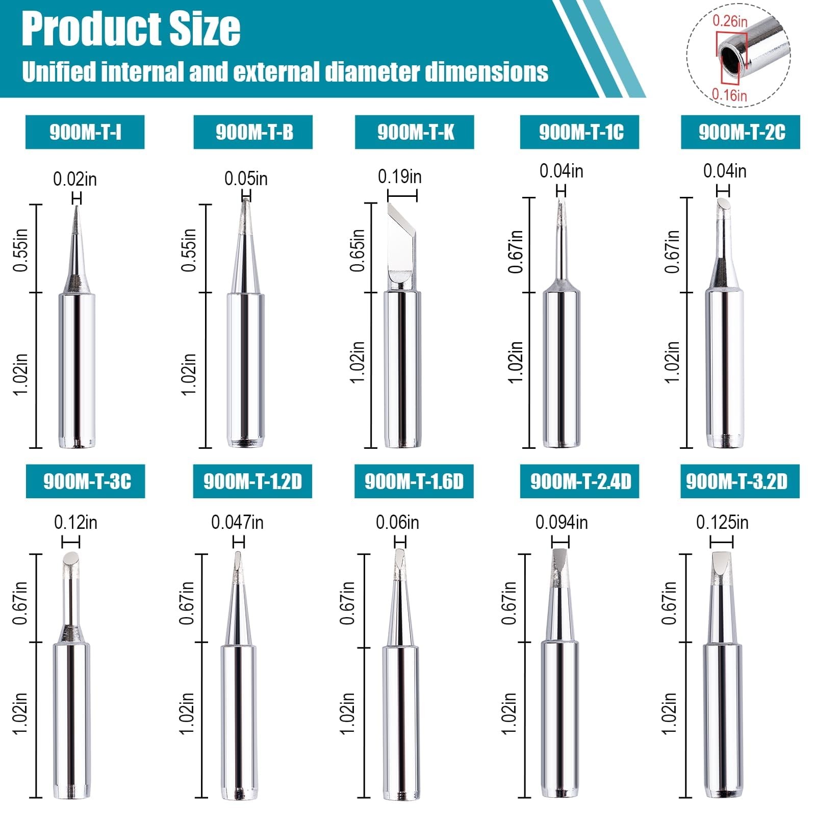 10 Pcs 900M Soldering Iron Tips, Replacement Soldering Tips, Compatible with ...
