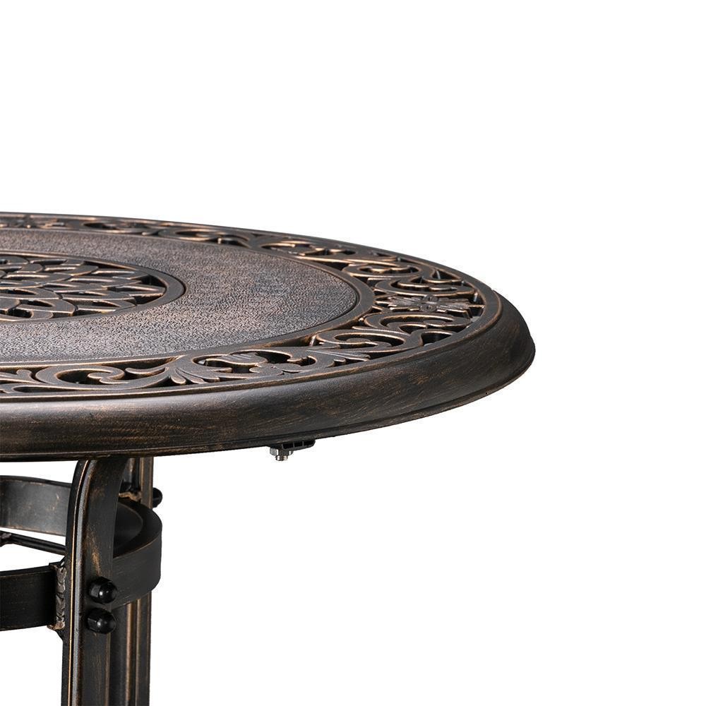 Aluminum Round Dining Table Patio Bistro Furniture w/ 1.97'' Umbrella Hole