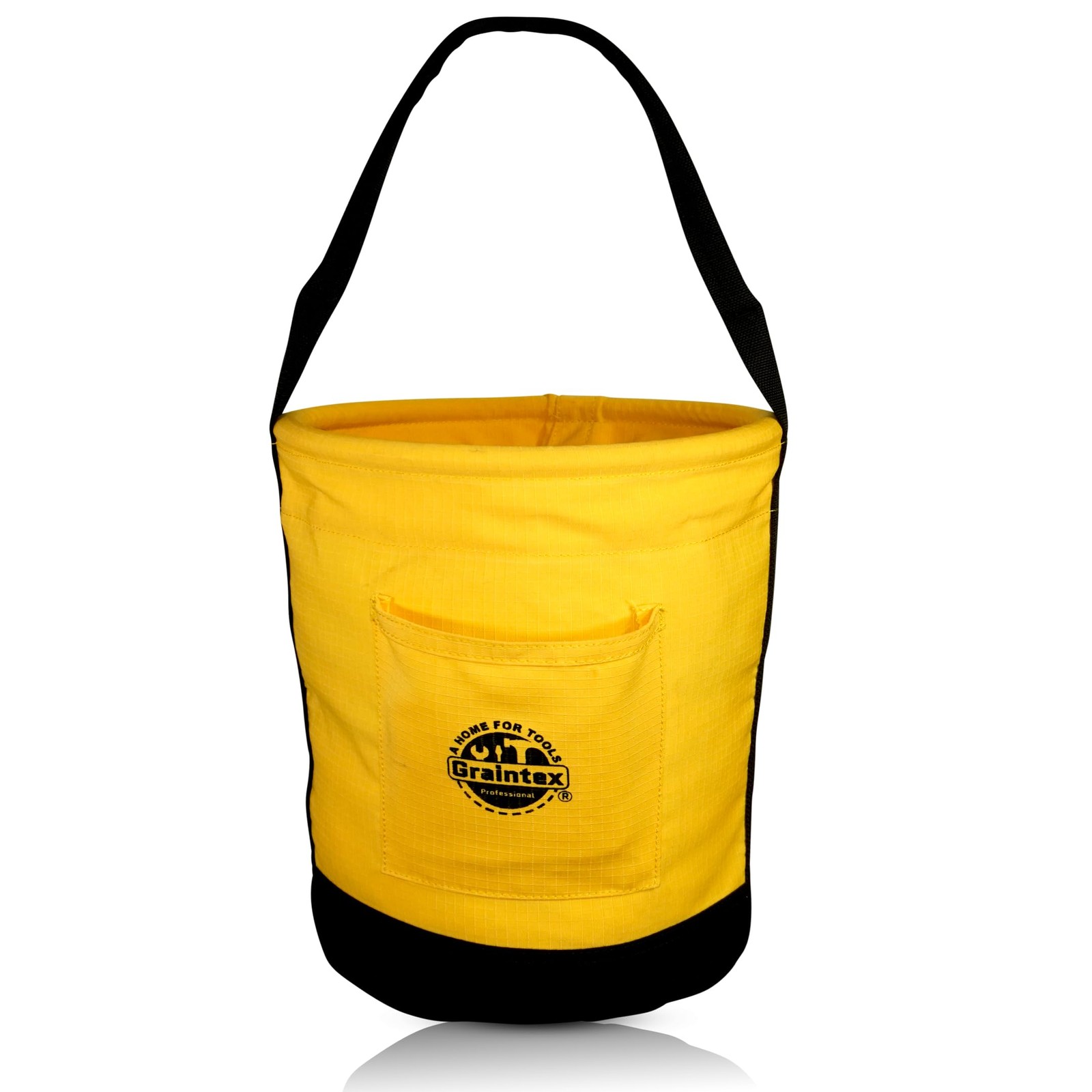 Graintex Tapered Canvas Bucket 12"x10"x15" with 1 Pocket, Reinforced Base Yellow