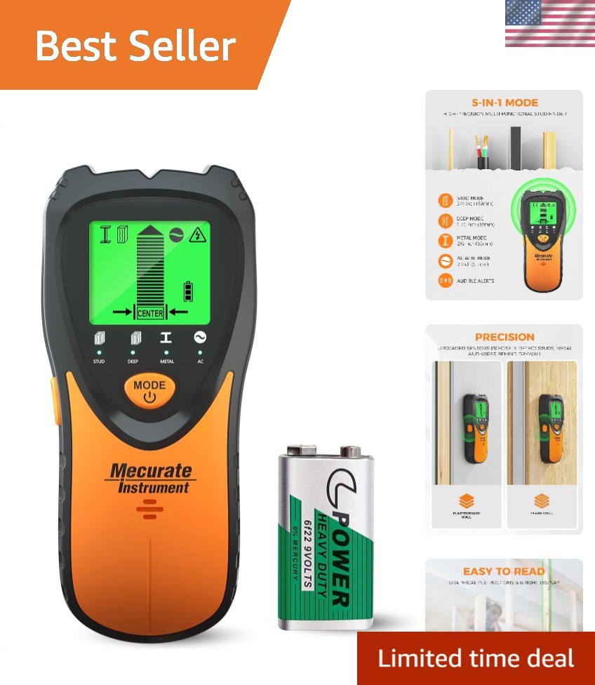 Electronic Stud Finder with LCD Display & Audio Alerts for Home Improvement