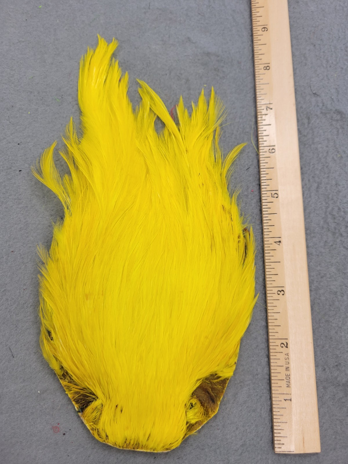 Lot 239,  Grade B,  DYED YELLOW India Rooster Streamer Neck Cape Feathers