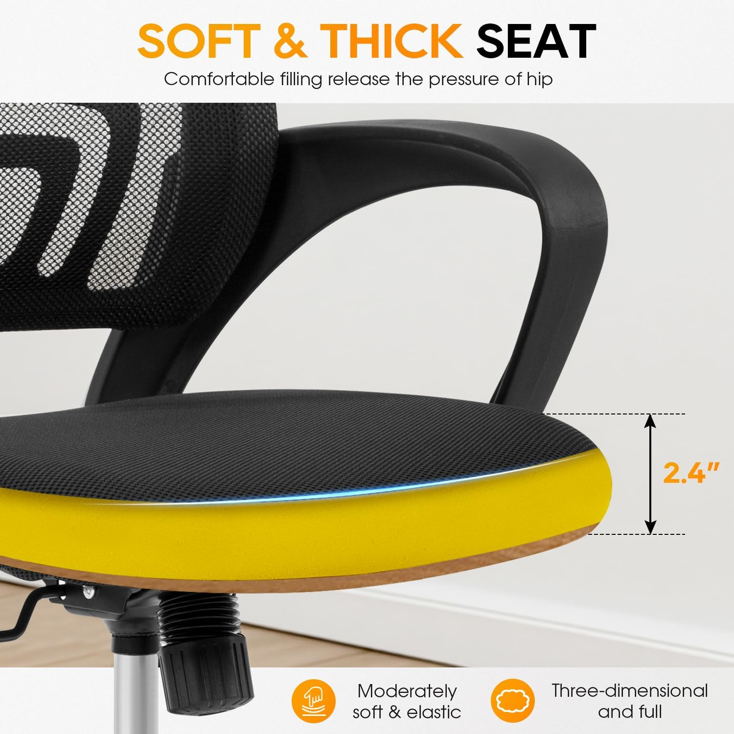 Mid-Back Ergonomic Mesh Office Chair Adjustable Lumbar Support Swivel Desk