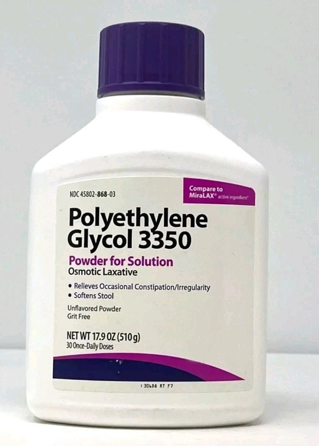 POLYETHYLENE GLYCOL 3350 POWDER FOR SOLUTION COMPARE TO MIRALAX 17.9 OZ EXP 3/27