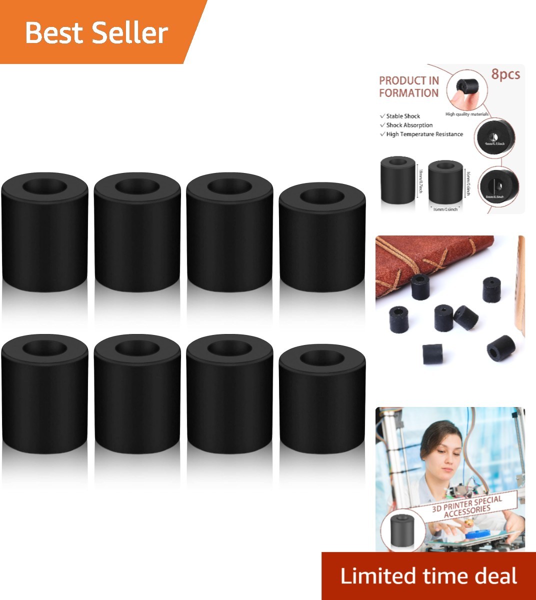 Upgrade Your 3D Printers with 8 Silicone Bed Mounts - CR-10 & Ender 3 Compatible