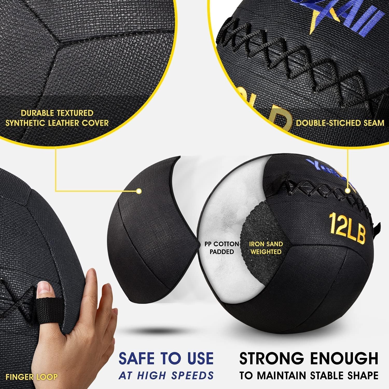Wall Ball, Soft Leather Weighted Iron Sand Ball for Dynamic Multifunctional E...