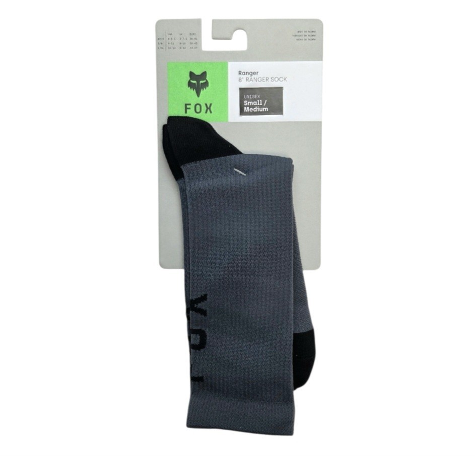 Fox Racing 8" Ranger Mountain Bike Socks Size S/M Graphite Grey MTB BMX Cycling