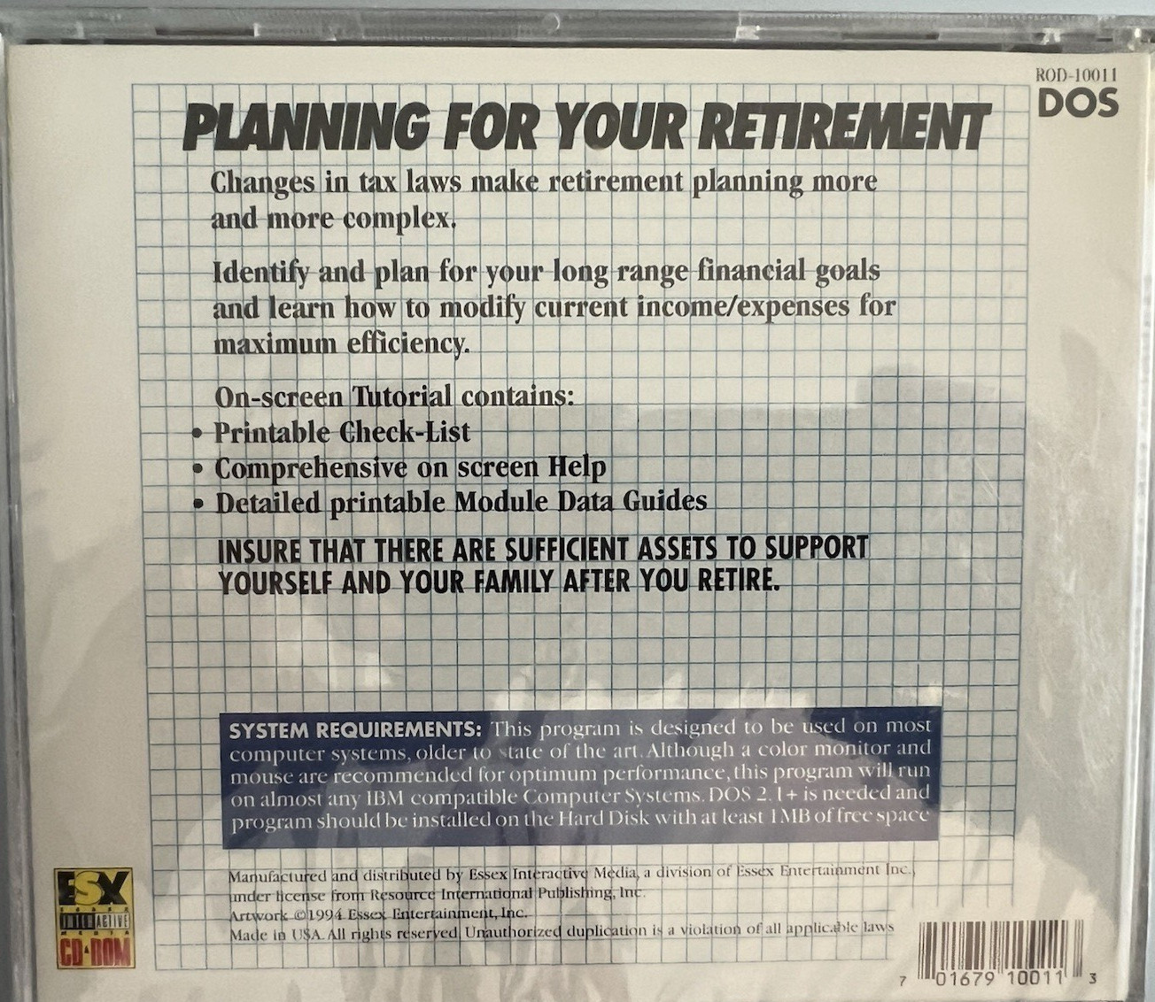 Planning for Your Retirement CD-ROM ESX Interactive Sealed