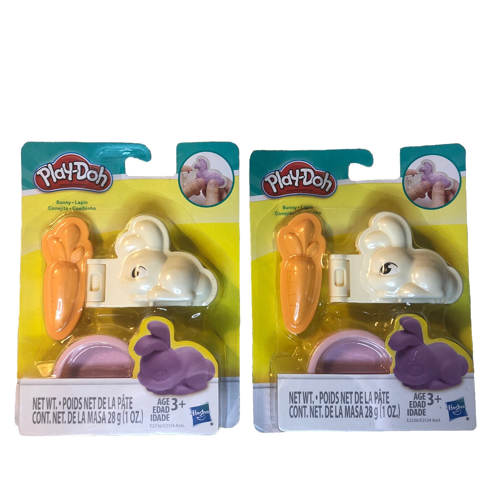 Lot of 2 Play-Doh My Bunny Pet Mini Tools Easter Carrot Mold Nice!-New