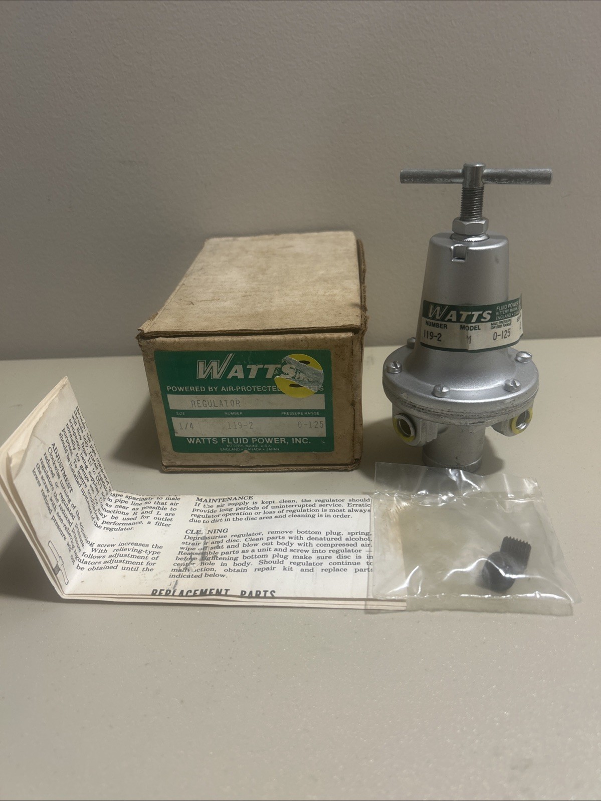 Watts Model M Number 119-2 PSI 0-125 SN 812 REGULATOR NOS