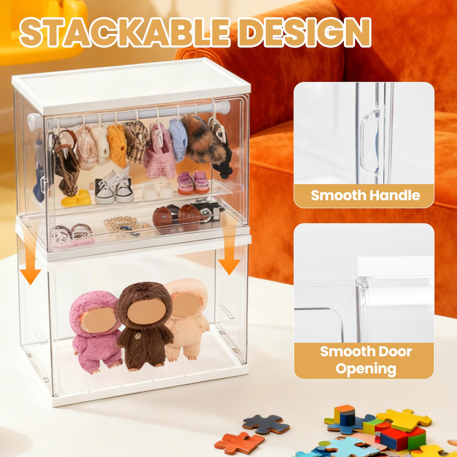 Clear Display Case Compatible with Labubu 15/17cm Doll Clothes & Transparent