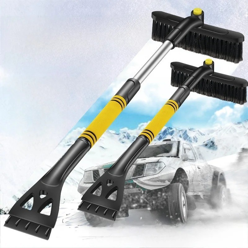 Car Ice Scraper Snow Brush 3in1 Long Reach Handle Removal Tool Windscreen Window