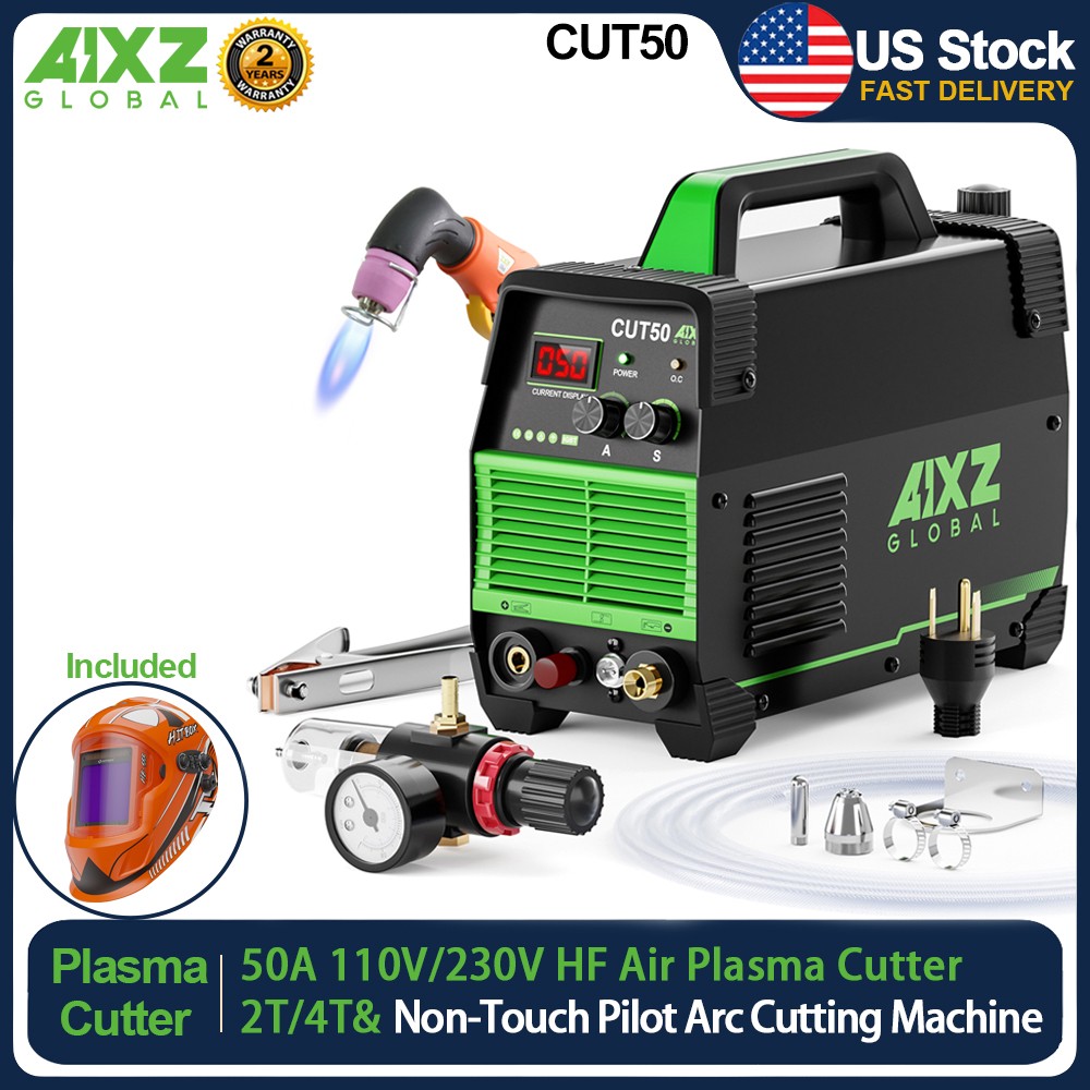 Plasma Cutting Machine HF 50A Non-Touch Pilot Arc Plasma Cutter 110/230V &Helmet