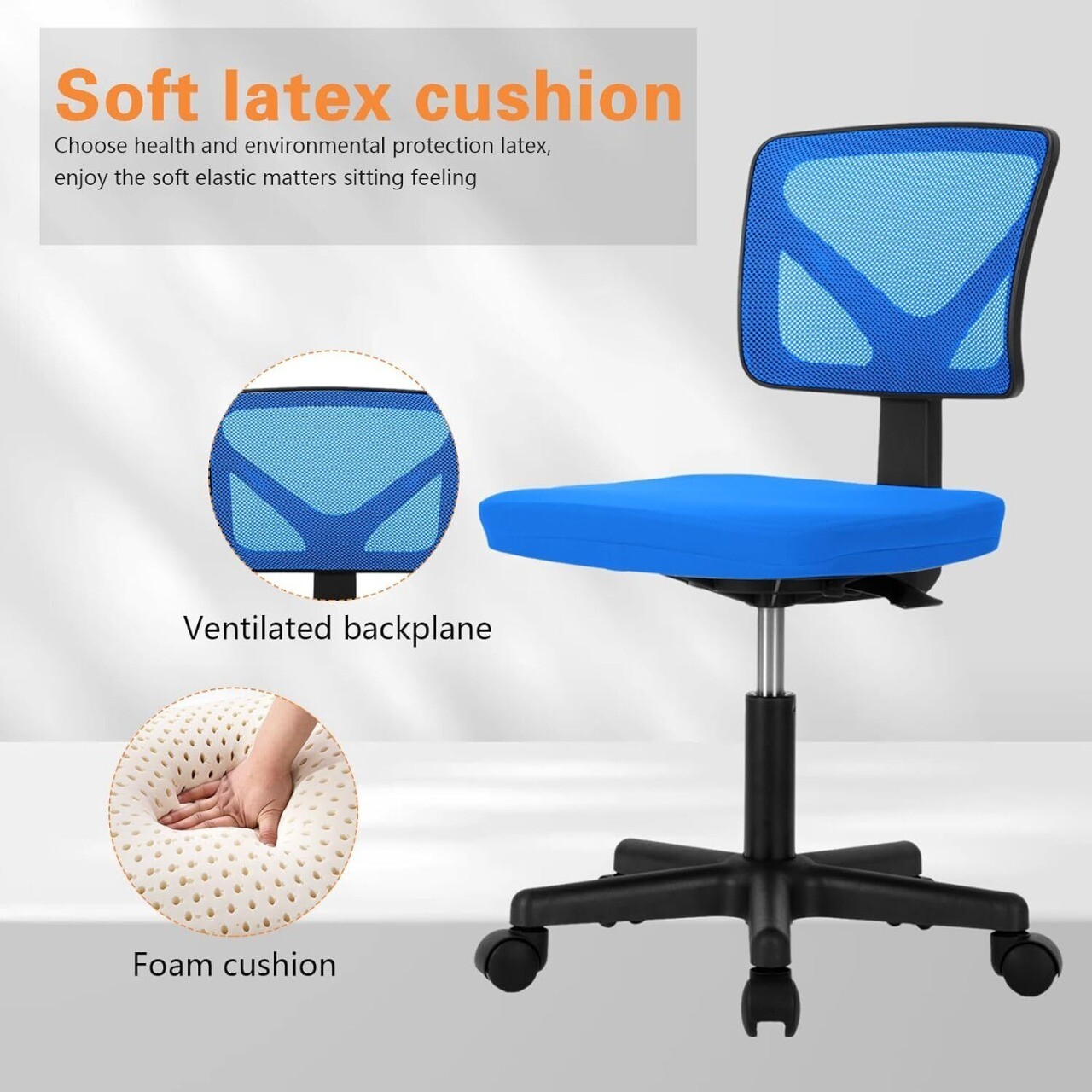 Office Mid-Back Swivel Mesh Chair Height Adjustable Ergonomic Padded Home Chair