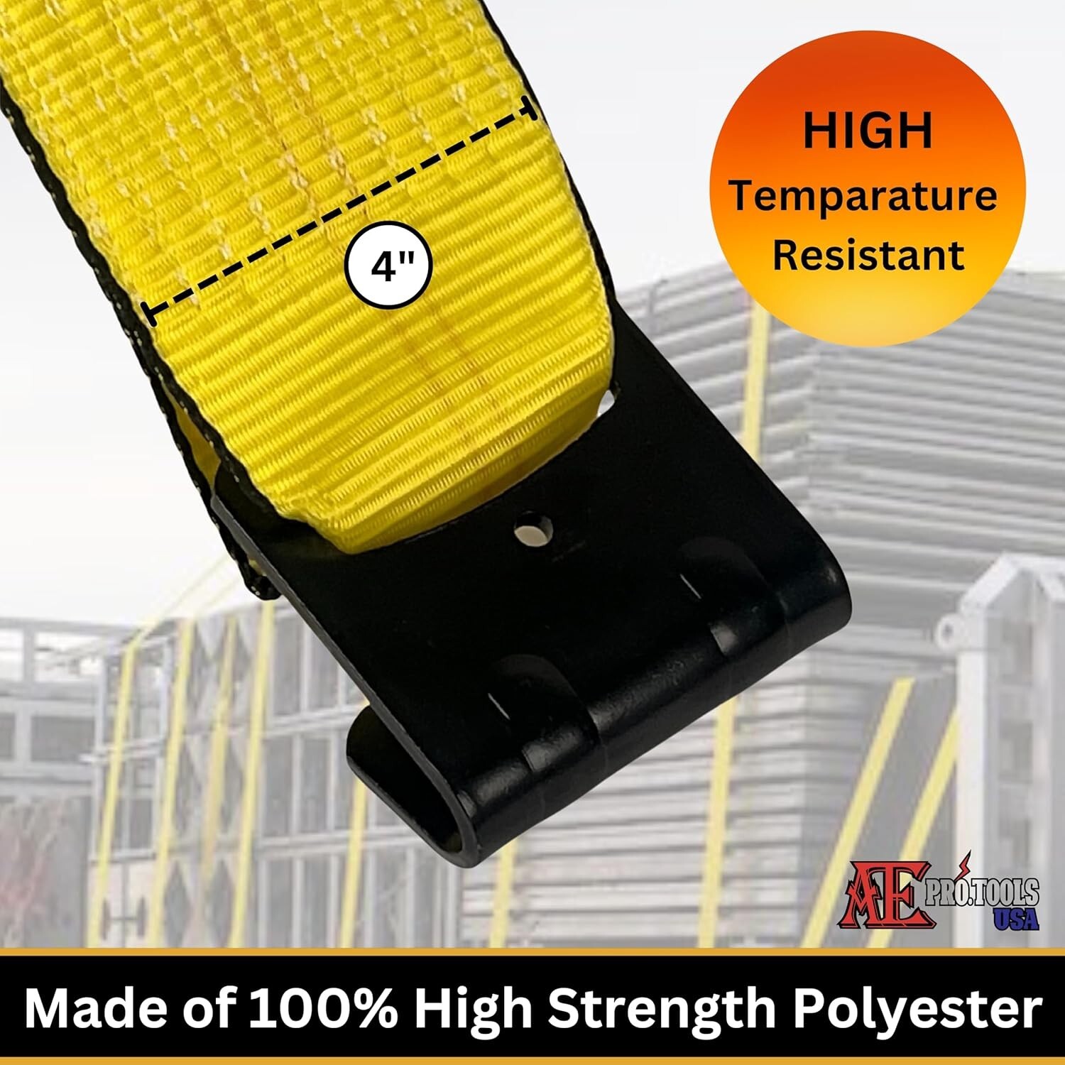 Winch Straps 4" x 30' 2Pc Pack Heavy Duty Tie Down w/Flat Hooks Flatbed Trailer