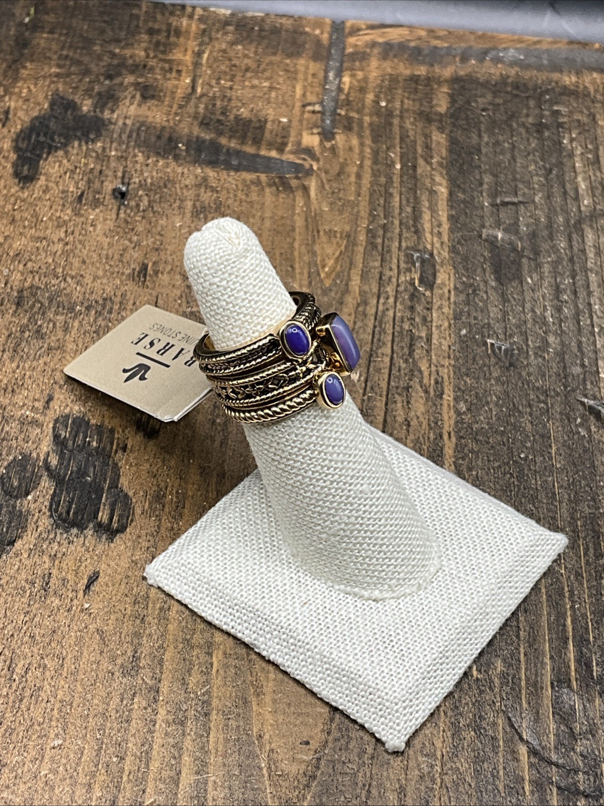 Barse Lavender Agate Stack Ring Trio- Bronze- 6-NWT