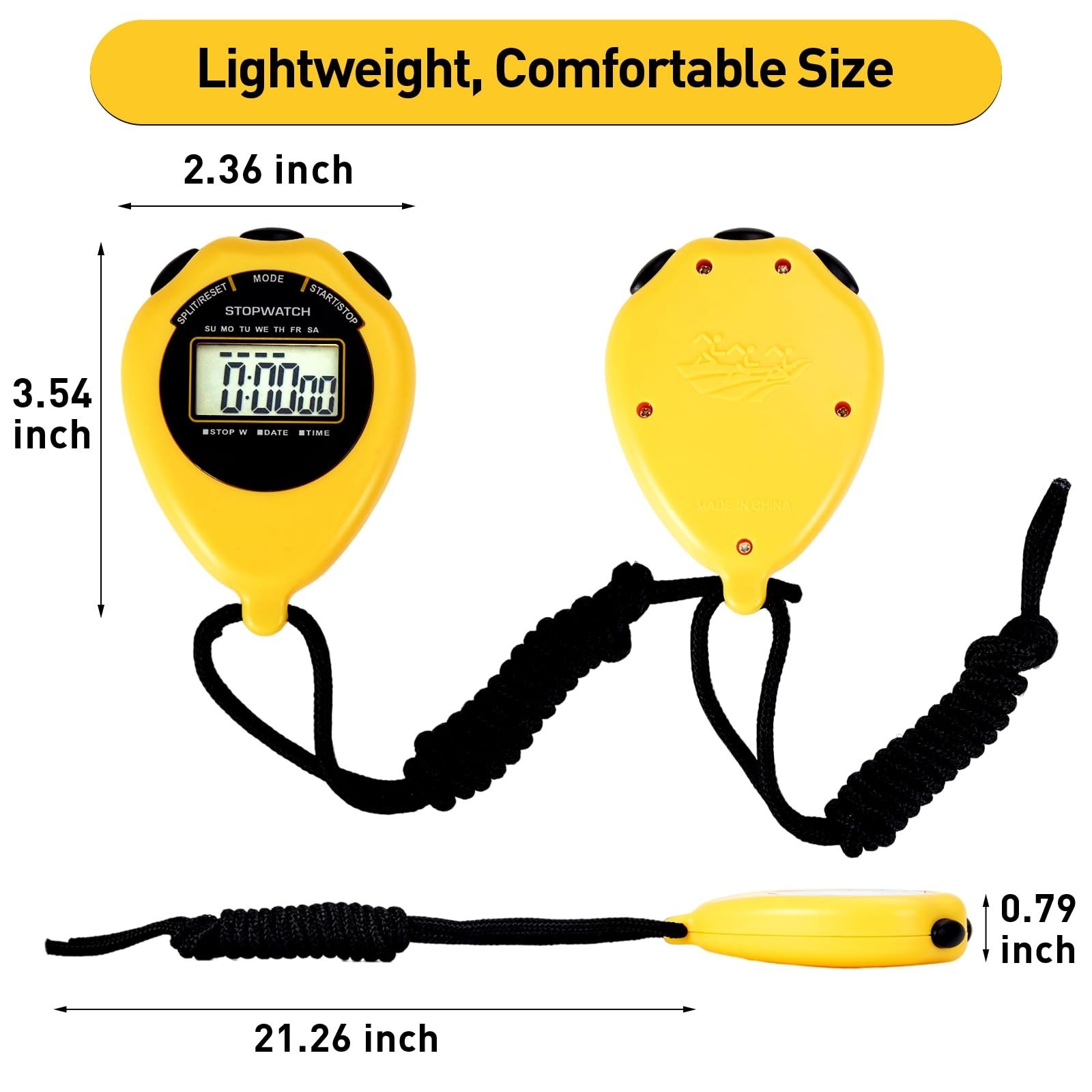 Stopwatch Sport Timer, 2 Pack Large Display Digital Stopwatch Timer with Date...