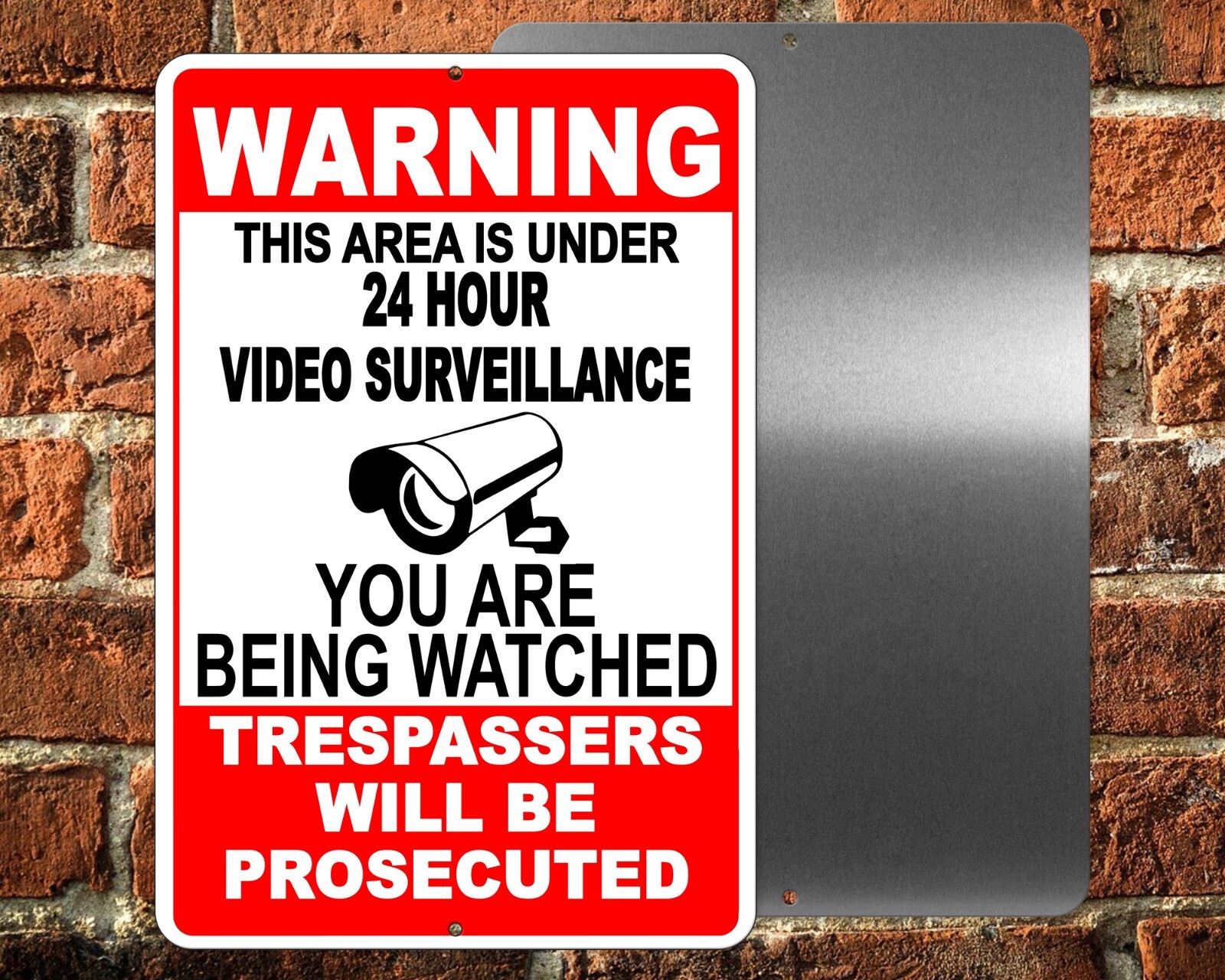 Warning This Property Under 24 Hour Video Surveillance 8" x 12" Sign security