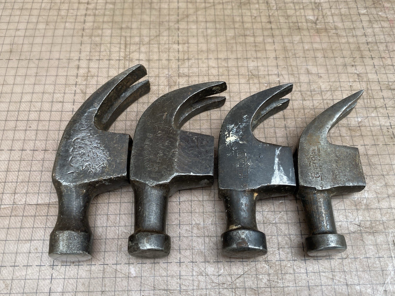 4 VTG 5oz 8oz 9oz Craftsman Ohio King Plumb Small Claw Hammer Head Old Tool Rare