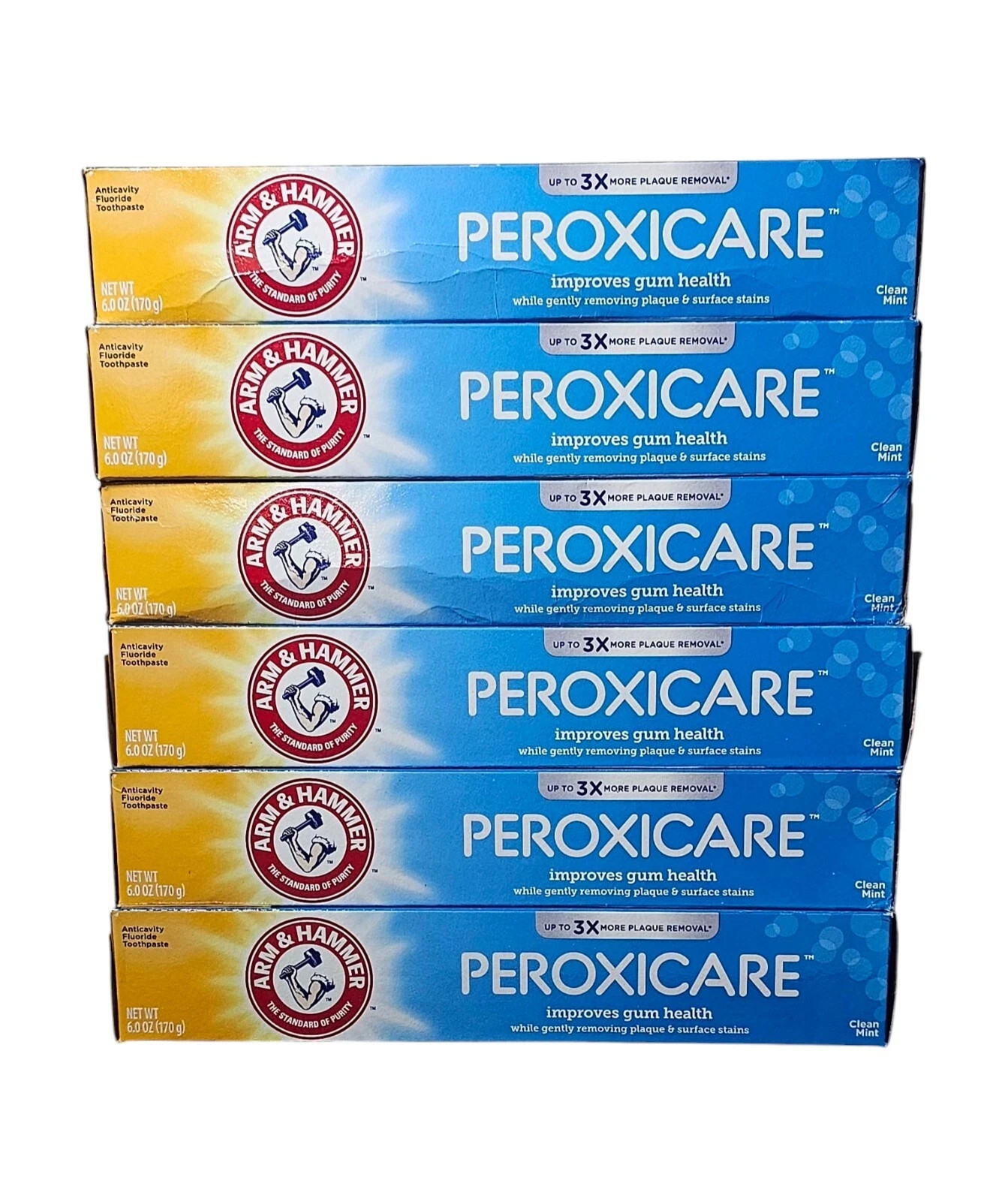 Arm & Hammer Peroxicare Toothpaste Clean Mint 6 oz 6 Pack Whitening Fresh Breath