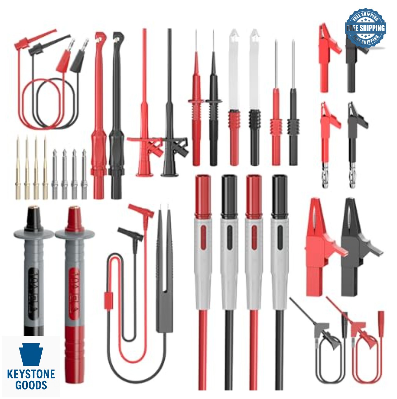 33PC Multimeter Test Leads Kit CAT III 1000V 10A Banana Plug Wire Piercing