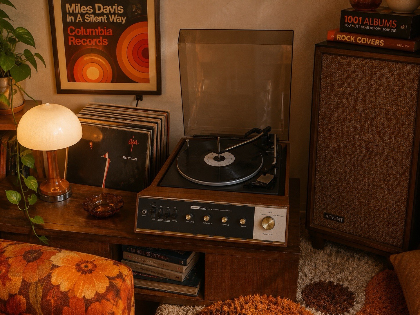 🍊Vintage 1970s Harman Kardon Stereo Music System Turntable | Model SC15 SPINS!