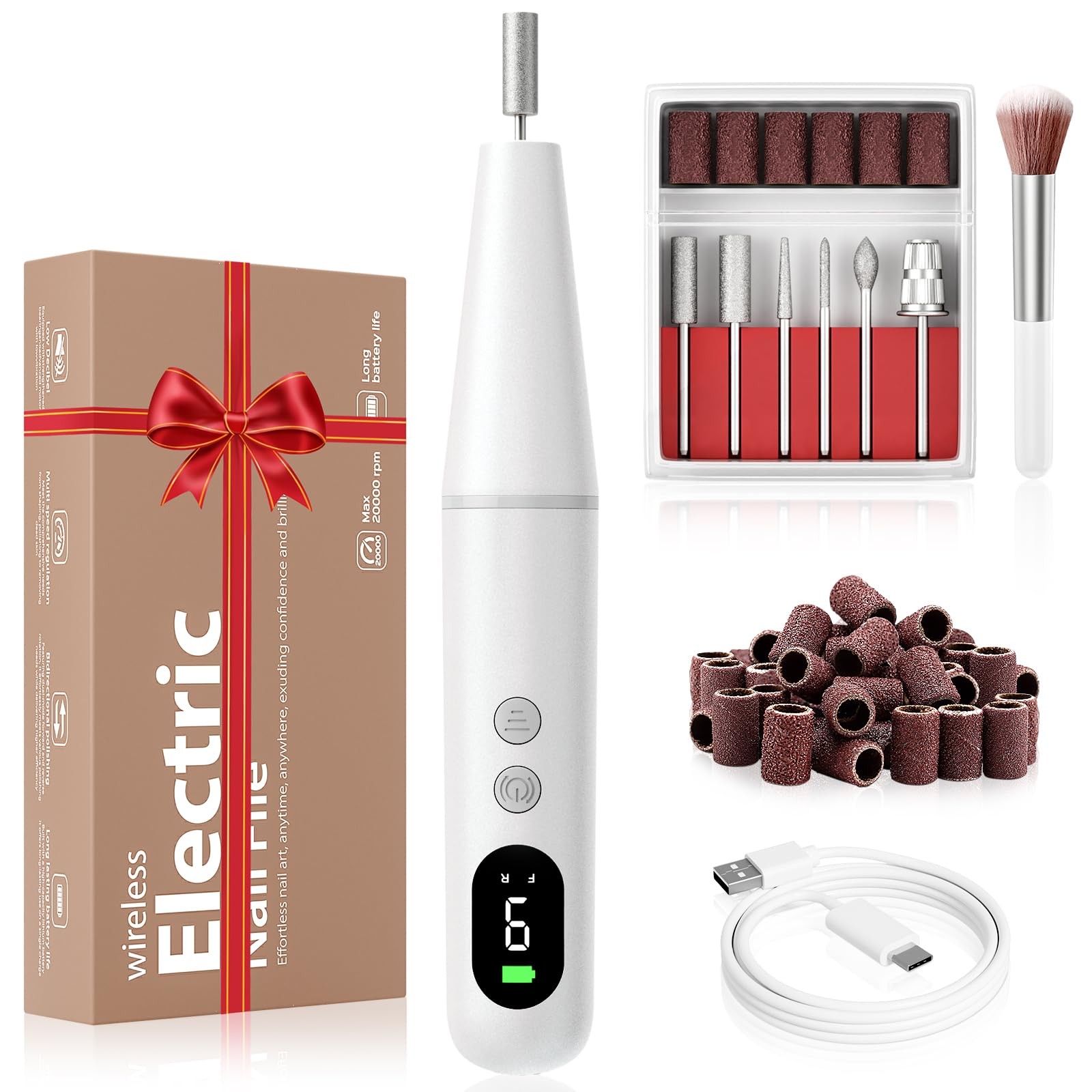 Electric Nail Drill Kit, Electric Nail File Cordless Nail Drill Machine for A...