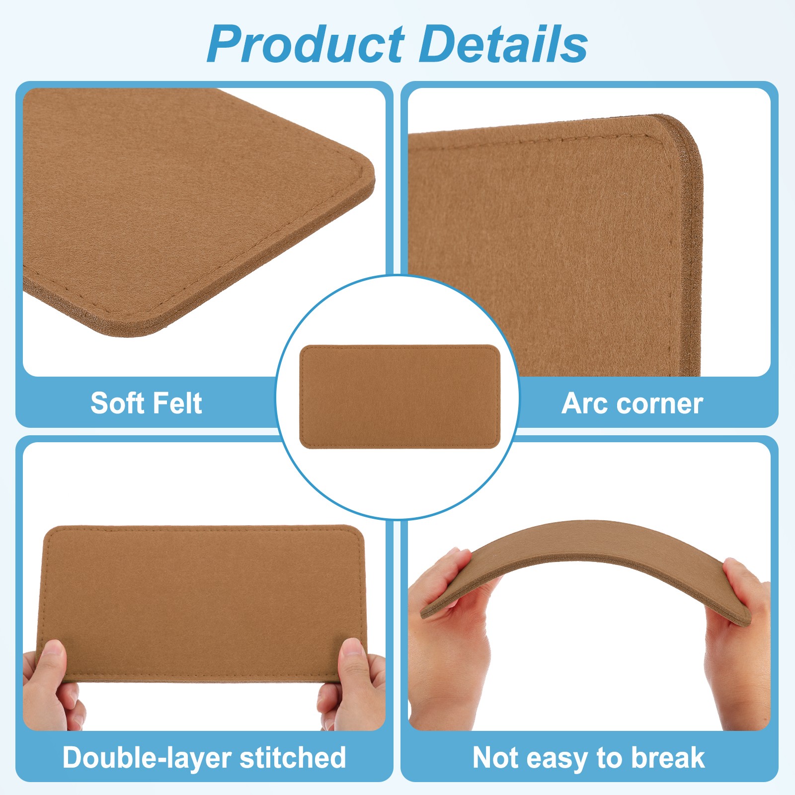 9.8''×5'' Felt Bag Base Shaper, 2pcs Bag Bottom Organizer Rectangle, Brown