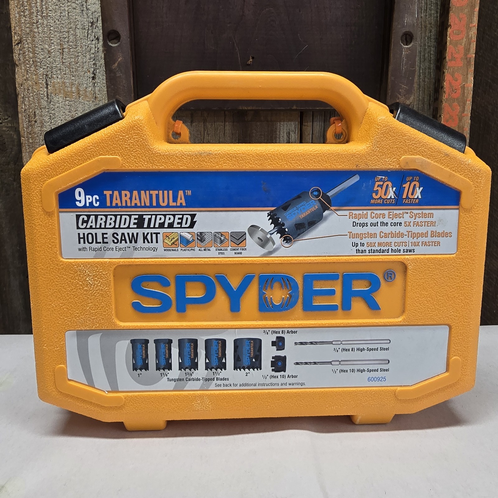 SPYDER # 600925 9 PIECE TARANTULA CARBIDE TIPPED METAL/WOOD HOLE-SAW KIT Sealed!