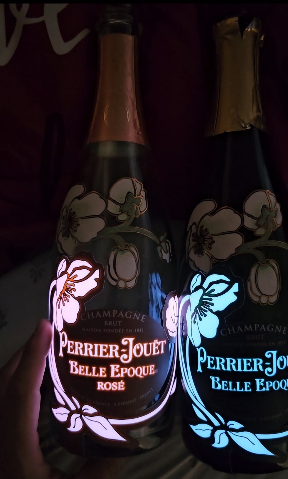 2 EMPTY CHAMPAGNE BOTTLE Perrier Jouet Belle Epoque ROSE & BRUT , 750 ML