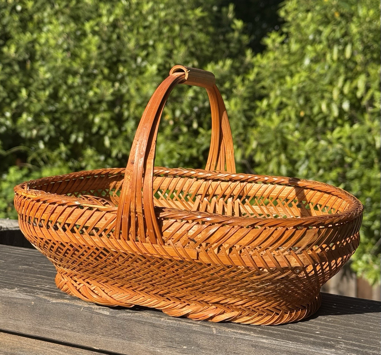Vintage Wicker Basket Made In The People's Republic of China L 11.25”
