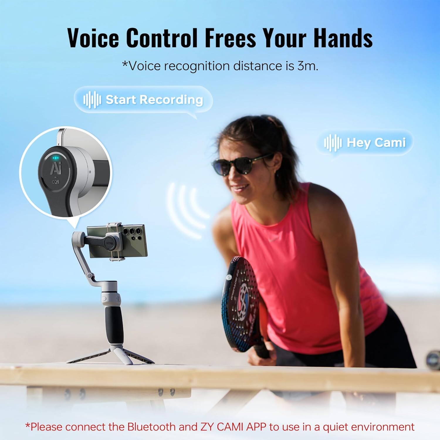 Zhiyun Cinepeer CQ5 Phone Gimbal Stabilizer with AI Tracker Voice Control Gray