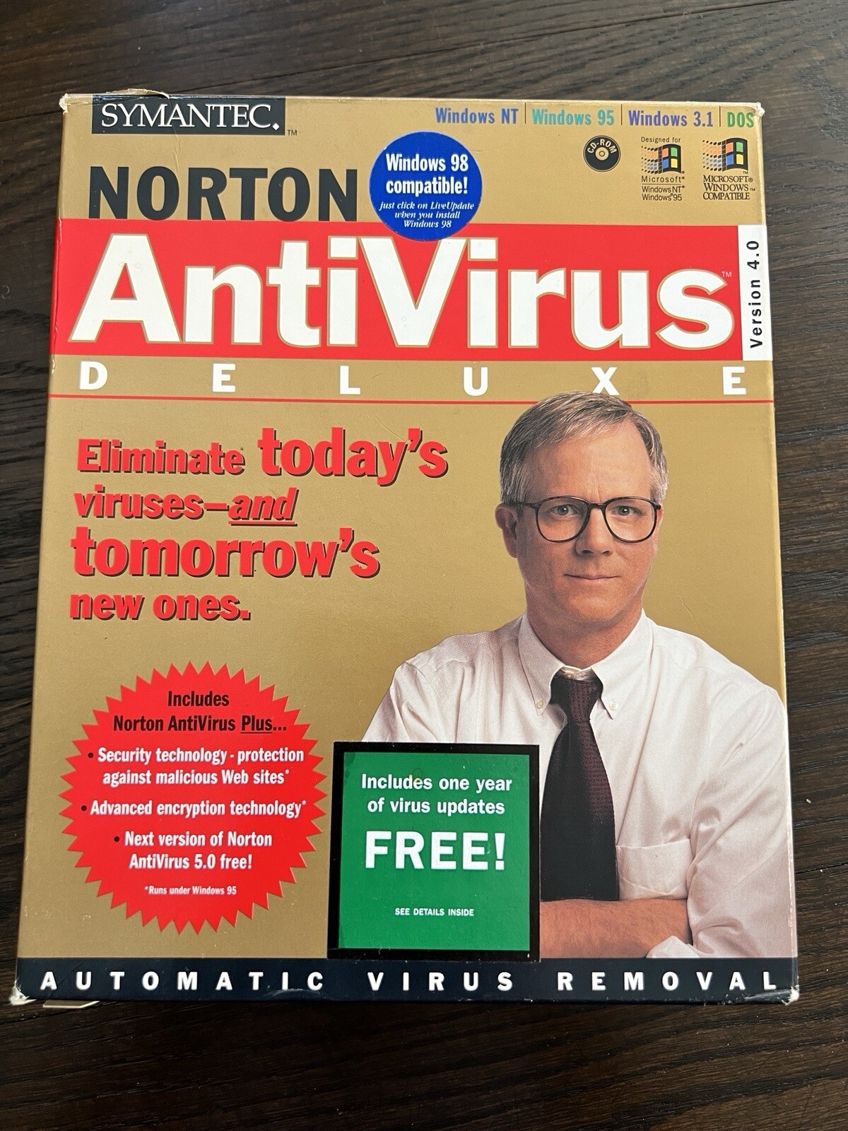 Norton Antivirus Deluxe 4.0 Vintage for Windows NT, Windows 95, 3.1 DOS 1998