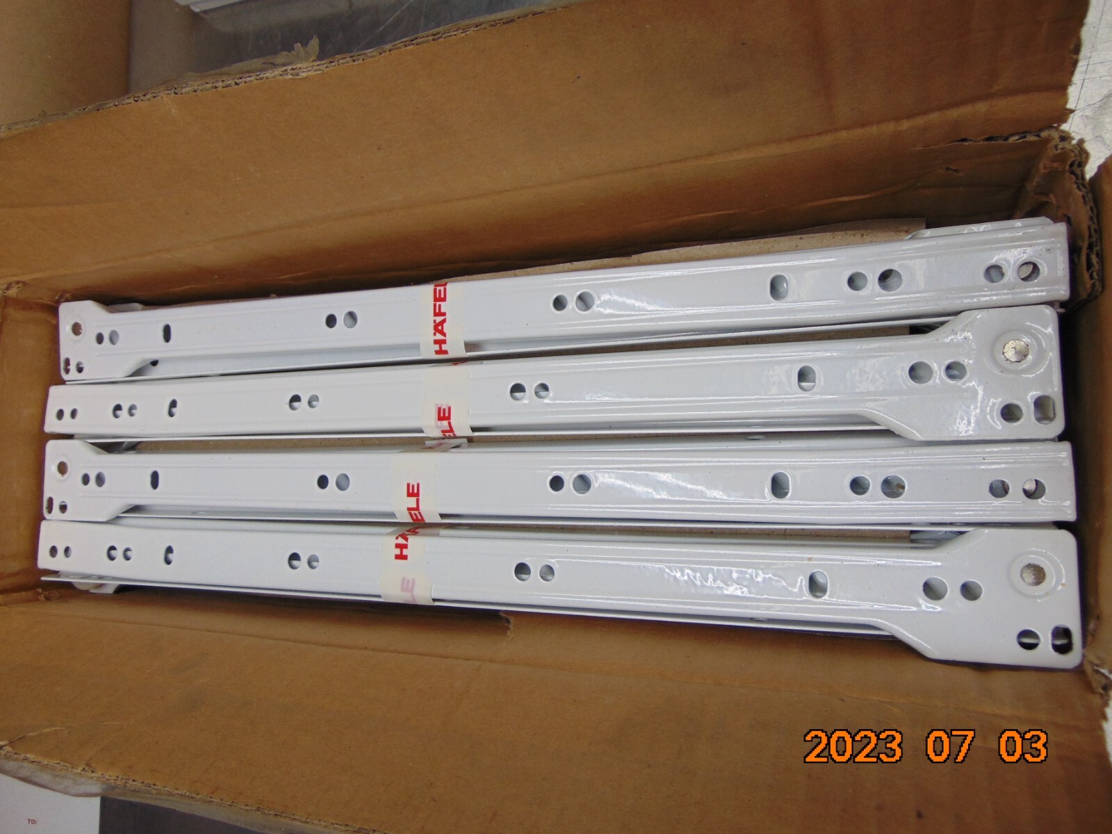 (1) HAFELE 14" Epoxy Coated Bottom Mounted Slide Set 3/4 Extension Self-Closing