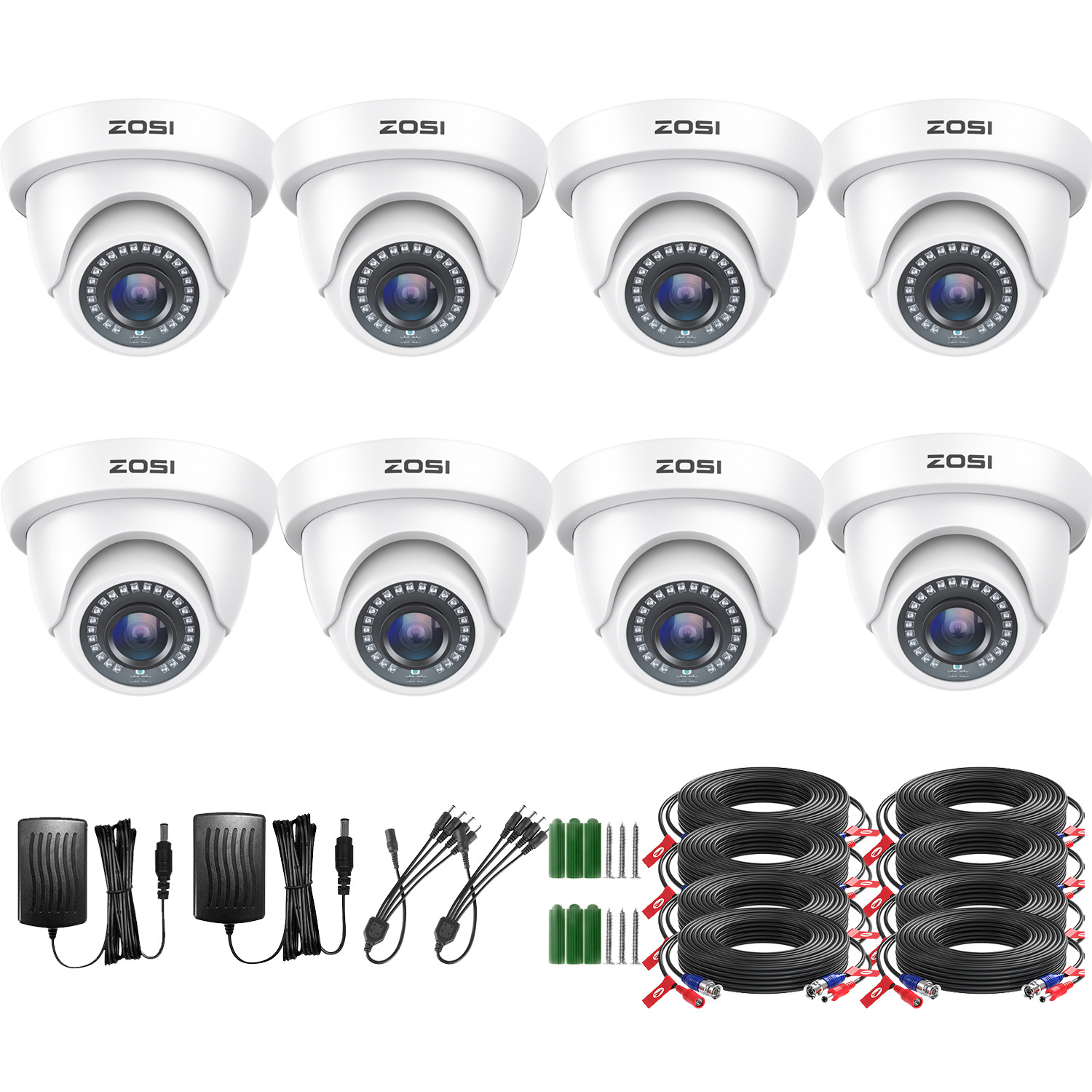 ZOSI 1080P Dome CCTV IR Camera With BNC Cables For Home Security System Outdoor